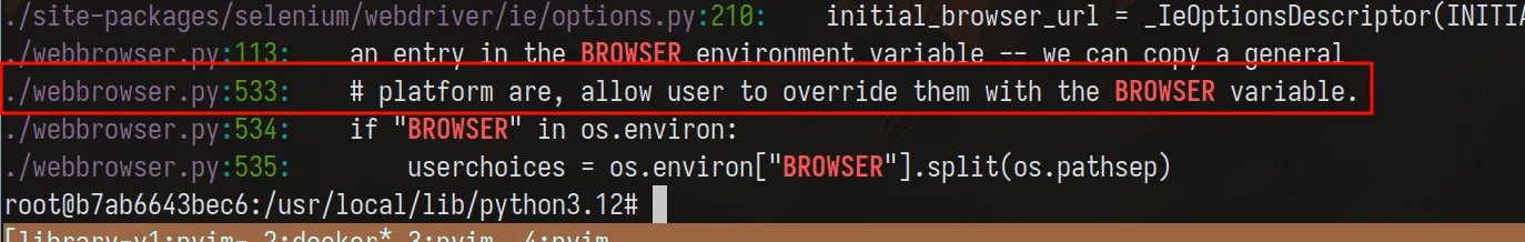 grep result highlighting webbrowser.py