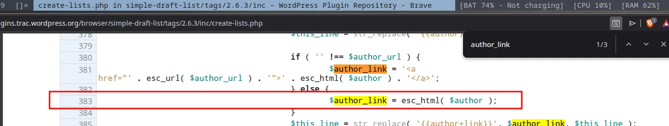 the fixed line in the editor
