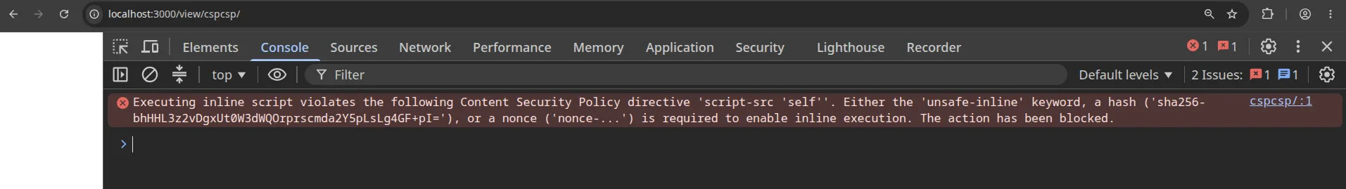 CSP console blocking