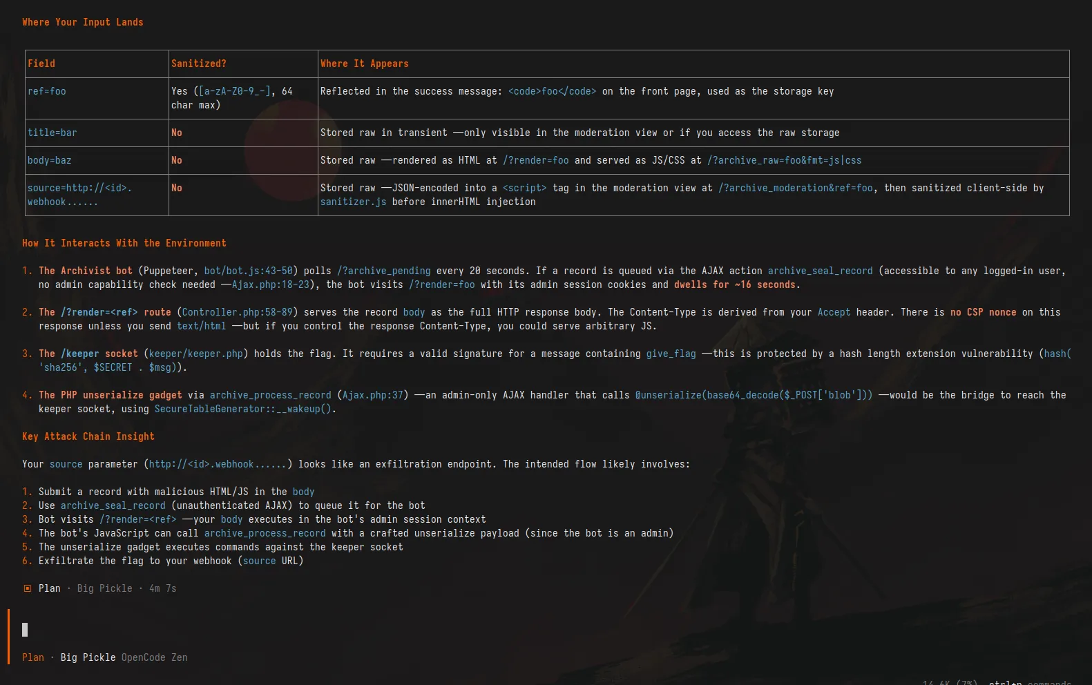 opencode response regarding: "Where does my input land? And how does it interact with the environment?"