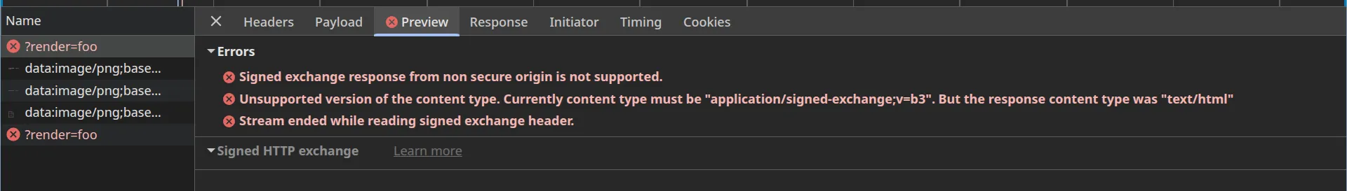 error of SXG