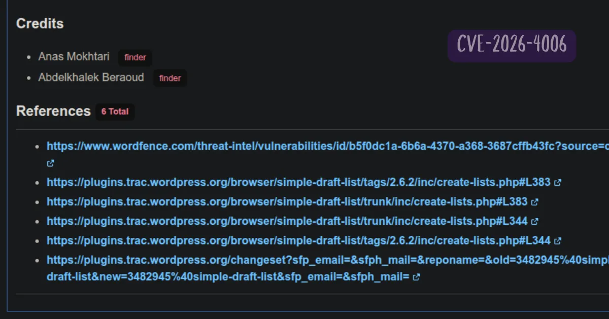WP Security Audit (CVE-2026-4006)