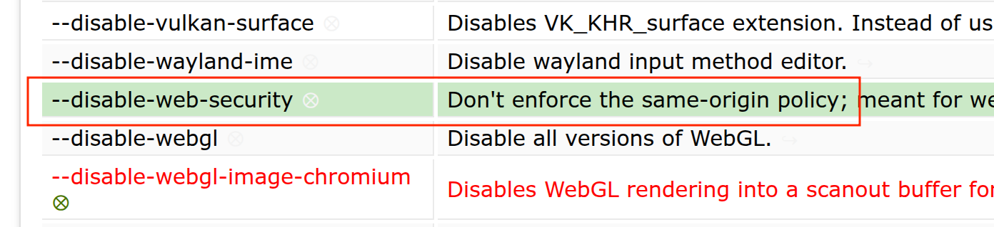 --disable-web-security flag